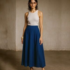 Vintage navy washable wool midi skirt 25 / 26 waist